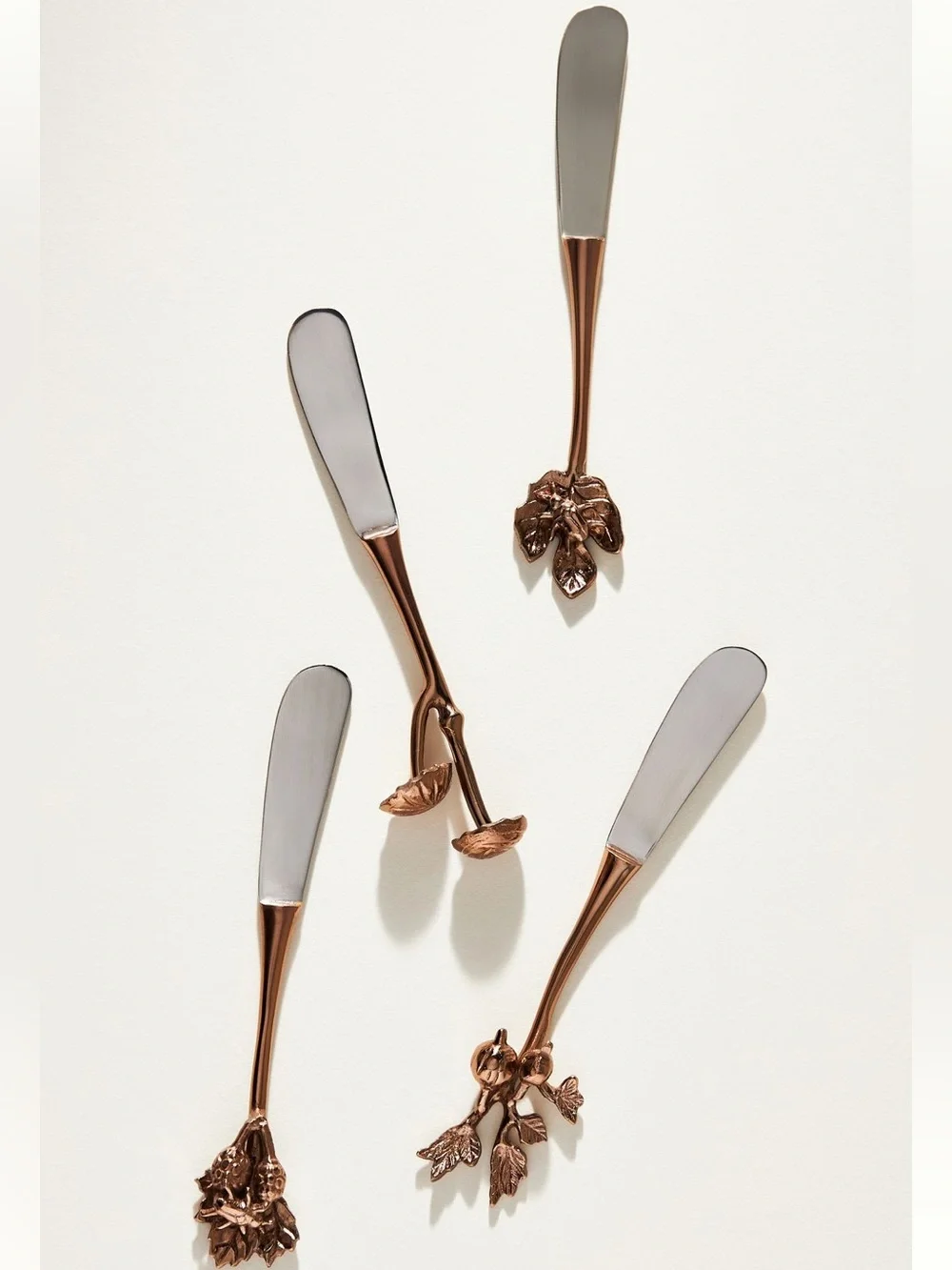 Foliage Bronze Stainless Steel Brass, Set of 4, Spreader Knives